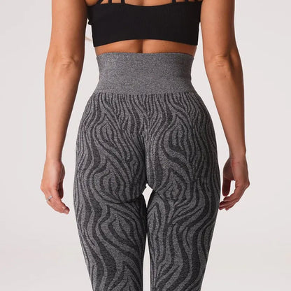 Pantalones de yoga de nueve puntos con estampado de leopardo y copos de nieve, leggings para mujer, pantalones deportivos de cintura sin costuras con estampado animal, ropa de mujer