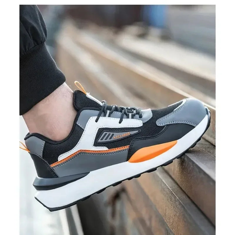 Zapatos de trabajo para hombre nuevos, con punta de acero, antigolpes y antipuñalamientos, transpirables y antideslizantes.