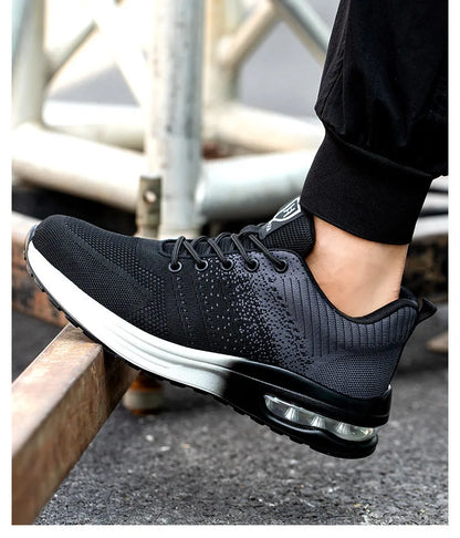 Zapatos de trabajo de protección anti-aplastamiento para hombres y mujeres, zapatos indestructibles anti-perforación, zapatos de trabajo con amortiguación de aire, zapatos de seguridad con puntera de acero para hombre.