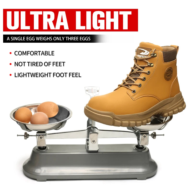 Zapatos con puntera de acero para hombre y mujer, zapatillas ligeras con puntera de acero antiaplastamiento, botas de trabajo indestructibles, calzado de seguridad para la construcción.