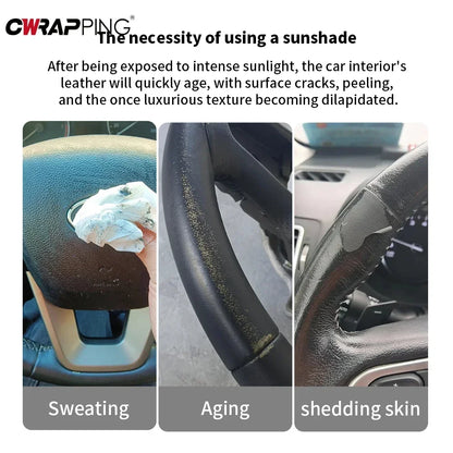 Parasol para coche, techo corredizo, volante, parasol con doble aislamiento térmico, protección, accesorios interiores