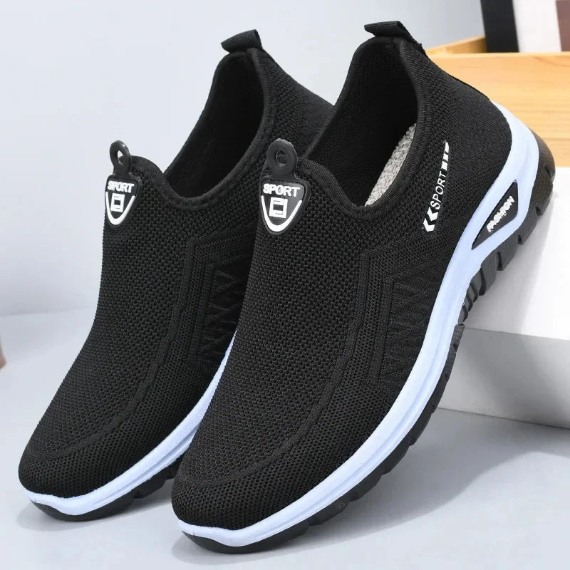 Zapatos de lona Beijing Old Man para hombre, antideslizantes, informales, deportivos, sin cordones, transpirables, ligeros y cómodos para caminar.