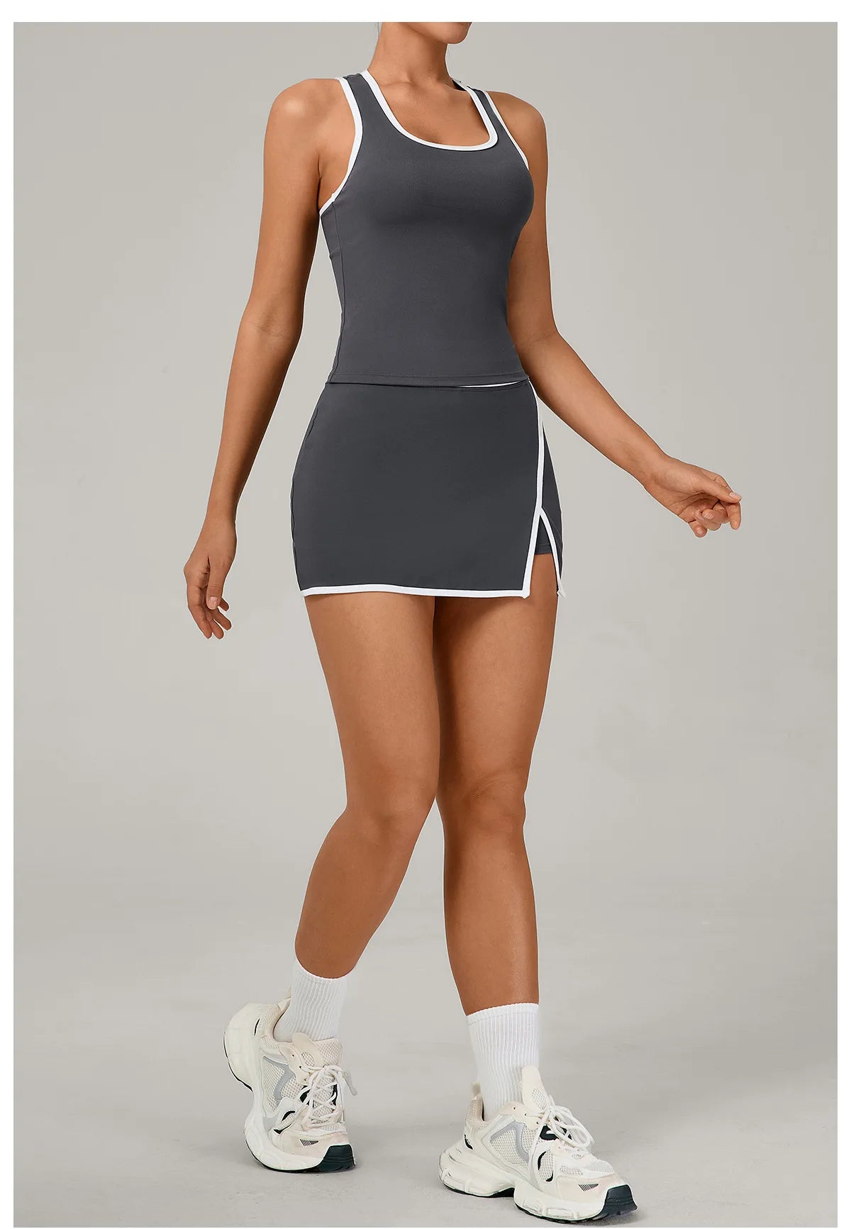 Conjunto de falda de yoga para mujer, conjunto deportivo de tenis, camiseta sin mangas deportiva de secado rápido, ropa de yoga de cintura alta antiexposición, ropa deportiva de fitness para yoga