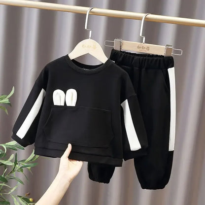 Conjuntos de ropa para niños con lazo, ropa de bebé niña, ropa de boutique para niños, sudadera con bolsillo y pantalones, conjunto para 1 a 6 años