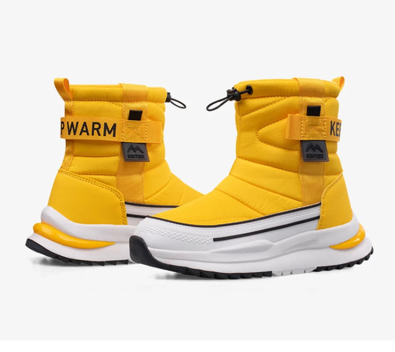 Botas de nieve de invierno para mujer, de terciopelo grueso, de viaje, cálidas, antideslizantes, de algodón, de tubo medio, informales y cómodas.