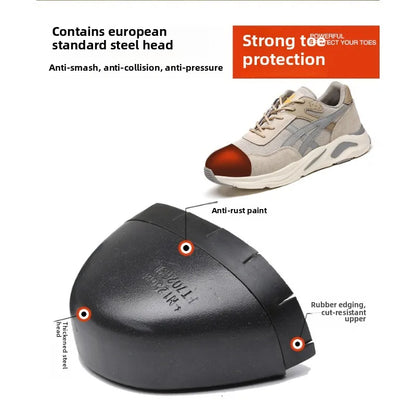 Nuevos zapatos de protección laboral ligeros y transpirables para hombres y mujeres, con puntera de acero antiaplastamiento y antipinchazos.