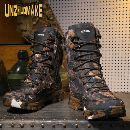 Botas tácticas de camuflaje para hombre, impermeables, para trabajo, seguridad, montañismo, botines, botas para exteriores.