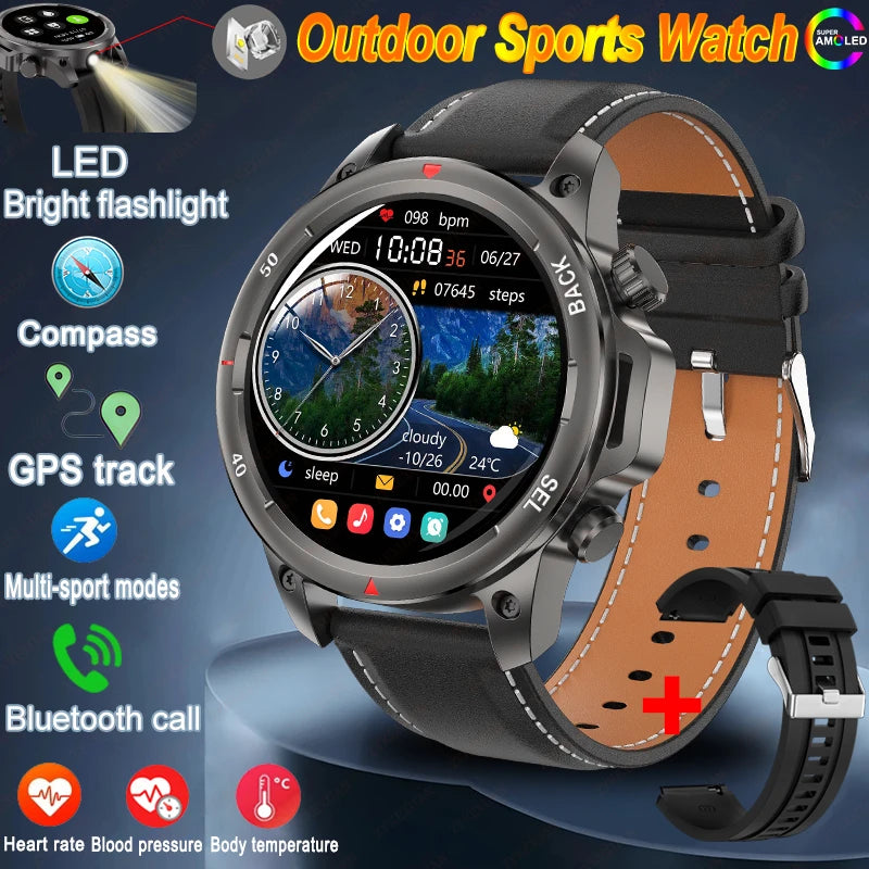 Reloj inteligente deportivo para exteriores Xiaomi, con GPS, linterna, brújula, Bluetooth, llamadas, control del ritmo cardíaco, NFC, resistente al agua, 2025