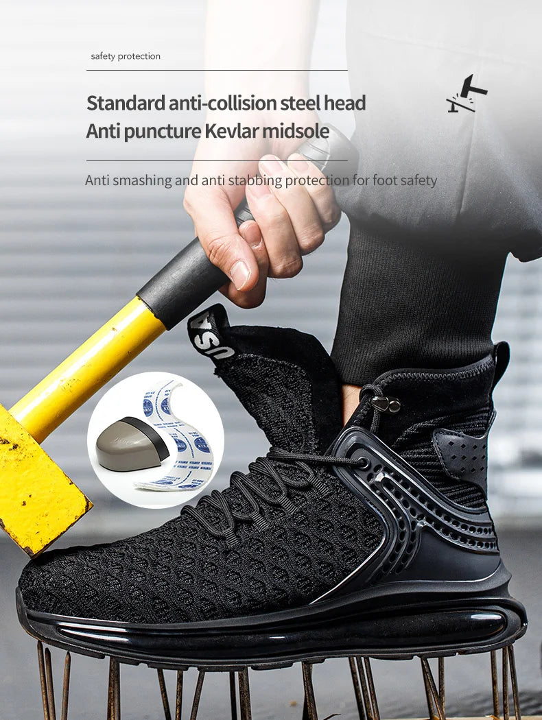 Botas de trabajo de seguridad para hombre con puntera de acero, nuevas, antiaplastamiento y antipinchazos. Calzado antideslizante para hombre, modelos para las cuatro estaciones.