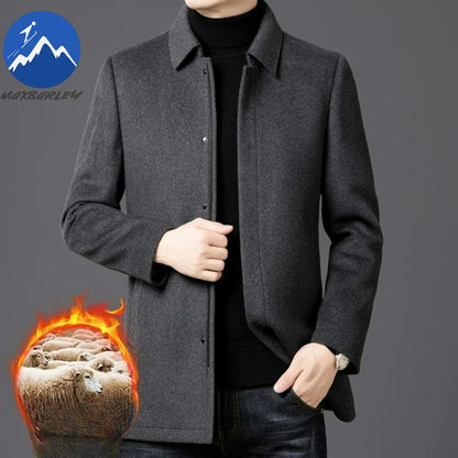Chaqueta de lana para hombre Maxbarley, estilo moderno, con solapa, ideal para actividades al aire libre, oficina, parka gruesa y cálida, estilo casual y elegante, ligera, perfecta para el invierno.