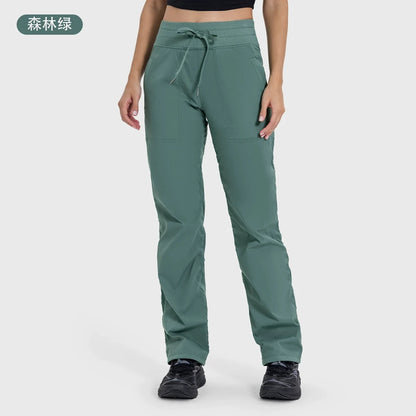 Women Quick Drying Sports Pants Breathable Running Fitness High Waisted Loose Style Wide Leg Casual Yoga Pants Full Length 2025