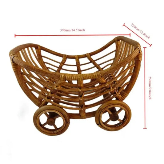 Muebles para fotografía de recién nacidos, carrito vintage de ratán para bebé, totalmente hecho a mano, sillón reclinable para posar fotos, accesorios para sesión de fotos en estudio