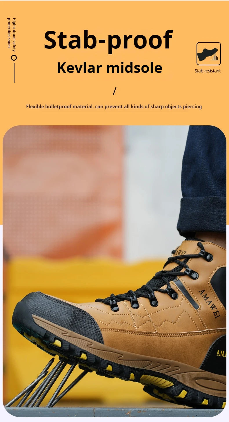 Botas de seguridad para hombre, con punta de acero, antiperforación, anticaídas, indestructibles, antideslizantes, impermeables
