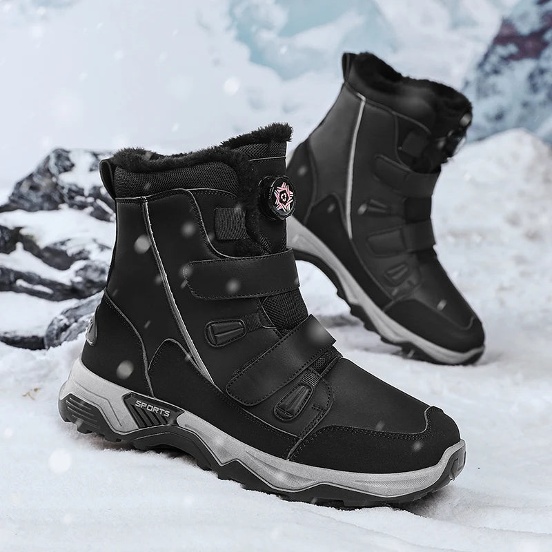 Botas de nieve impermeables para hombre, con entresuela, cálidas, para exteriores, antideslizantes y resistentes a la abrasión.