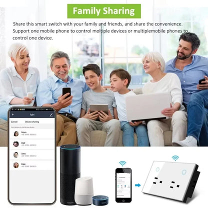 Enchufe inteligente de pared Melery Tuya Zigbee con monitorización eléctrica (EE. UU.), panel de cristal, temporizador y control remoto mediante aplicación (Google Home, Alexa).