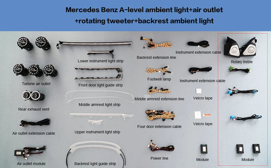 Accesorios de modificación de interiores de automóviles Iluminación ambiental del respaldo del automóvil Para Mercedes-Benz A-Level Tweeter giratorio de salida de aire