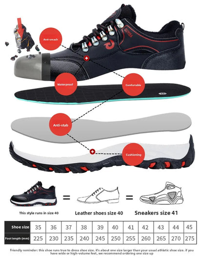 Zapatos de trabajo con forro polar para hombre y mujer, con puntera de acero, resistentes a perforaciones, acolchados y cálidos. Calzado de trabajo protector para mujer y hombre.