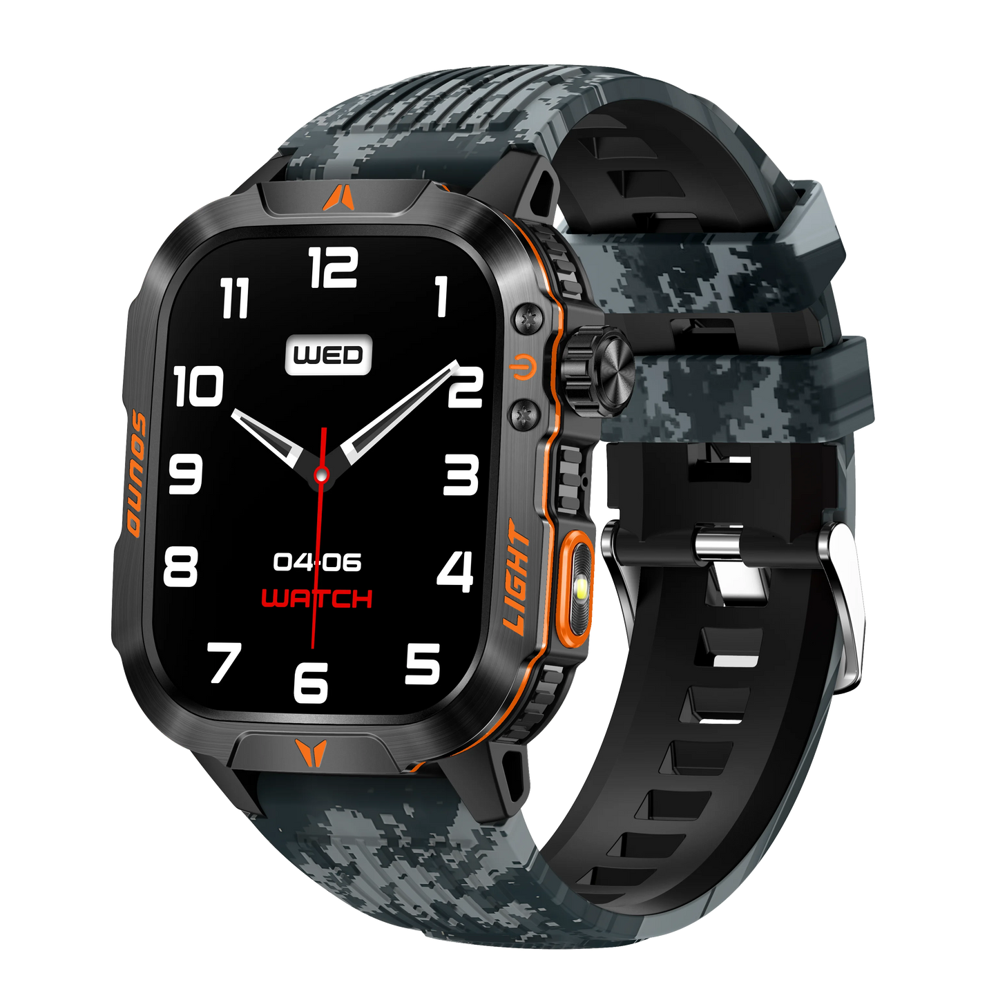 Reloj inteligente 2024 con pantalla 2.01, linterna para exteriores, brújula, IP68, resistente al agua, llamadas inalámbricas, batería de 600 mAh, modo deportivo de 100+