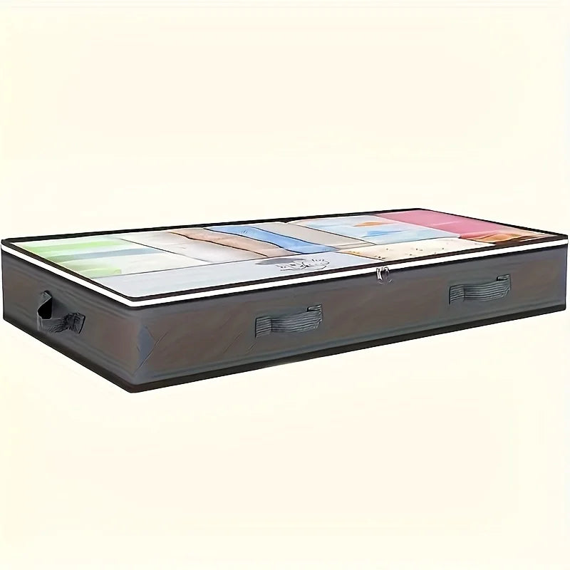 Caja de almacenamiento con tapa para mesita de noche, bolsa de almacenamiento debajo de la cama con ventana transparente y asas reforzadas para ropa y ropa de cama.