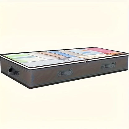 Caja de almacenamiento con tapa para mesita de noche, bolsa de almacenamiento debajo de la cama con ventana transparente y asas reforzadas para ropa y ropa de cama.