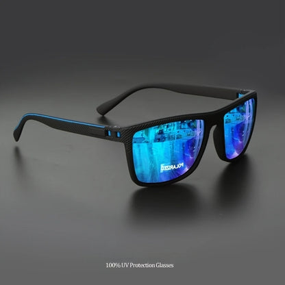 Gafas de sol polarizadas con montura cuadrada, bisagras de resorte de alta calidad, lentes con revestimiento multicolor para vacaciones, conducción, pesca y protección UV.