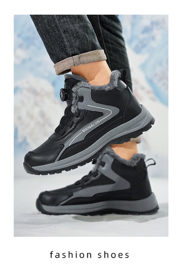 Botas de nieve para hombre, botas de senderismo cálidas y cómodas para invierno, zapatillas deportivas para hombre para exteriores, calzado deportivo impermeable, calzado de senderismo resistente al desgaste