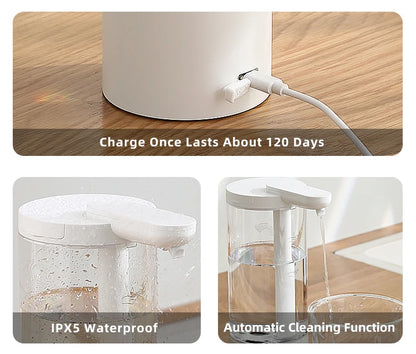 Dispensador automático de jabón líquido de 500 ml para cocina, recargable por USB, sin contacto, de alta capacidad, para detergente. También apto para baño.