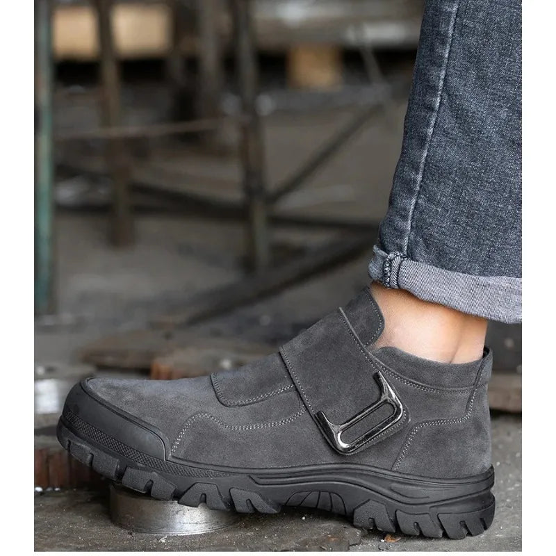 Zapatos de seguridad para hombre, con puntera de acero antiaplastamiento, antiperforación, indestructibles, para trabajos de construcción.