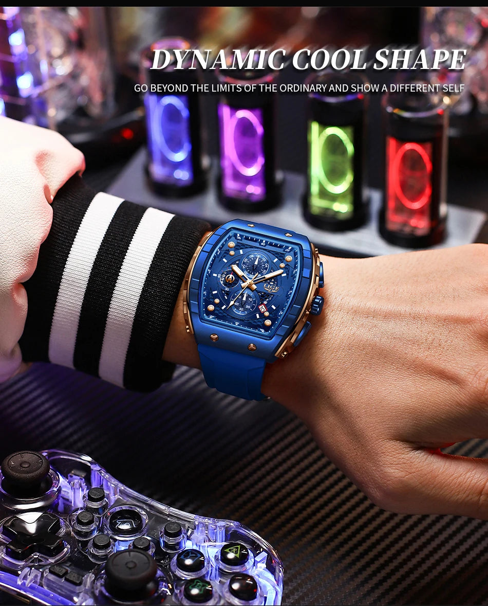 Relojes LIGE de primera marca para hombre, reloj de pulsera de cuarzo cuadrado de lujo, reloj cronógrafo luminoso resistente al agua para hombre, reloj con fecha