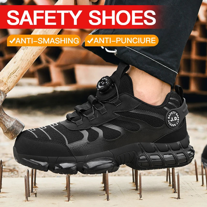 Zapatos de seguridad con puntera de acero LARNMERN para hombre y mujer, anchos, ligeros, cómodos, tipo tenis, de trabajo, coloridos.