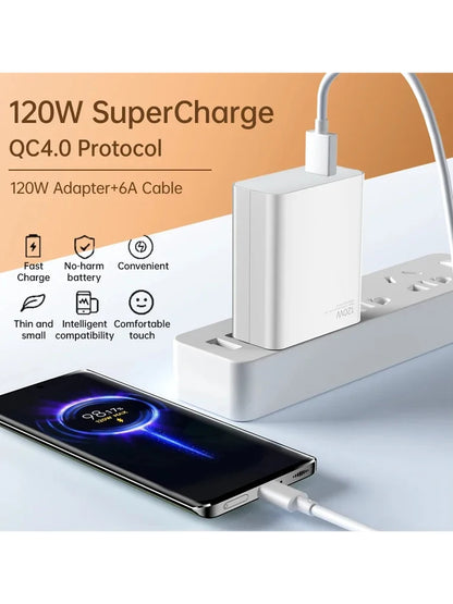 Cargador original Xiaomi de 120 W Turbo Hyper Charge, cable de carga rápida, adaptador de corriente UE-EE. UU. para Mi 13T, Redmi Note 13, 12 Pro+