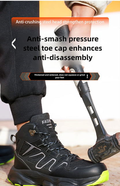 Botas de seguridad indestructibles para hombre, anti-aplastamiento, anti-perforación, para trabajos de construcción, con puntera de acero, botas de trabajo para hombre, calzado de seguridad laboral.