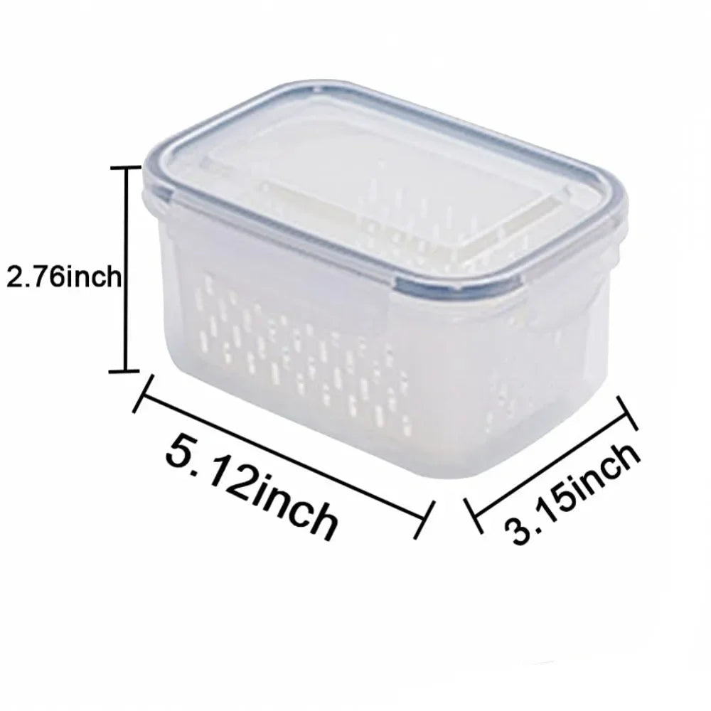 Juego de contenedores de almacenamiento de alimentos para refrigerador con tapas y colador, organizador de plástico para productos frescos, verduras, frutas y carne.