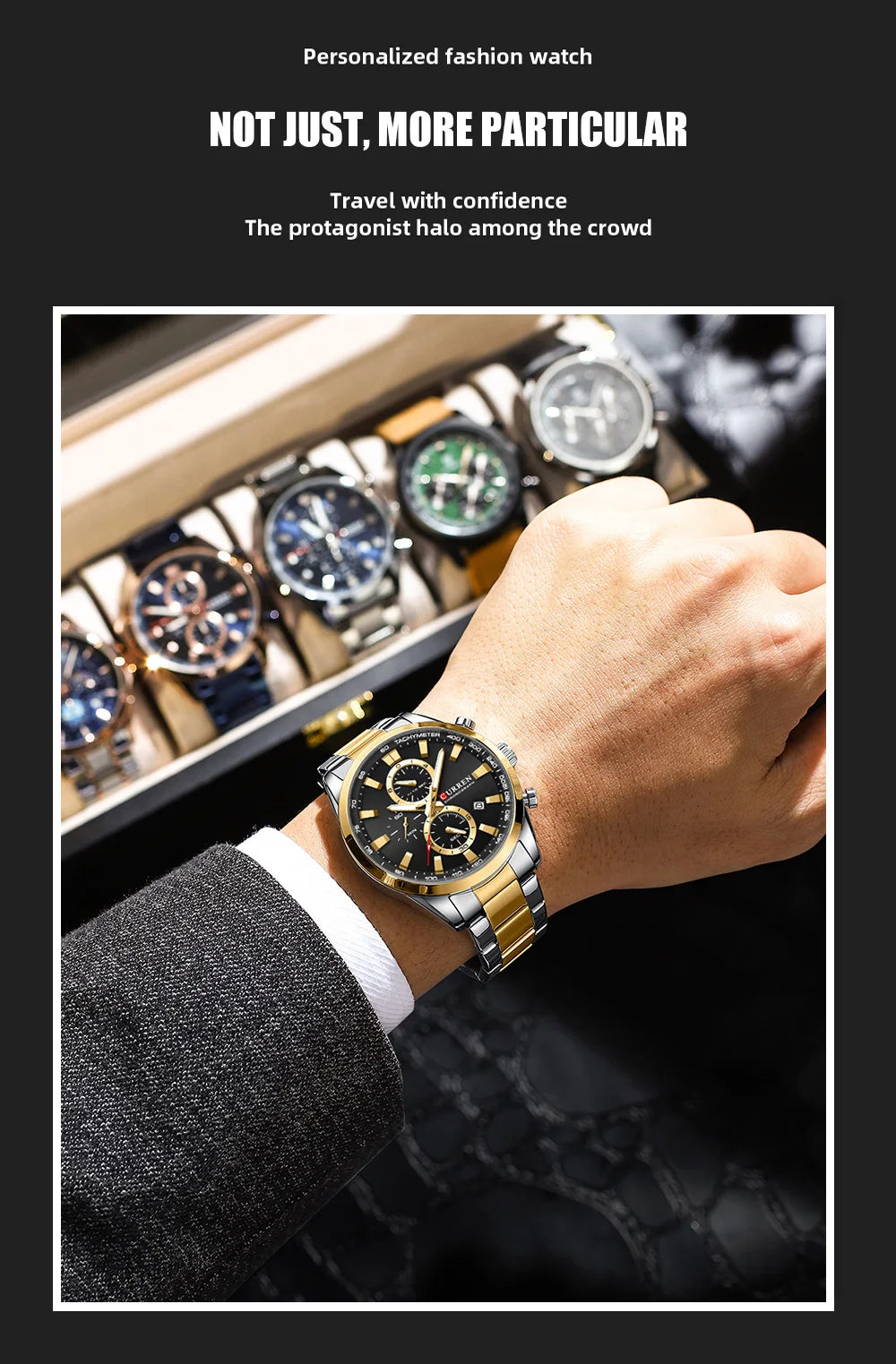 Reloj deportivo CURREN de cuarzo con cronógrafo para hombre - Pulsera de acero inoxidable y esfera multifuncional