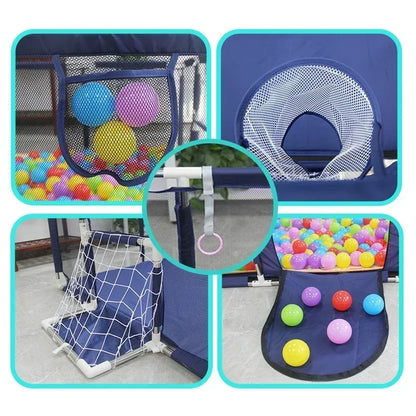 Parque infantil para bebés Corralito con tubos de acero gruesos, parque de juegos para niños, valla de actividades, caja de pelota, corralito