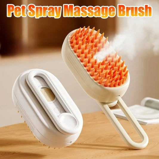 Cepillo de masaje con pulverizador 3 en 1 para gatos, perros y mascotas, con un solo botón, plegable y giratorio, herramienta de aseo, cepillo para depilar y peine.