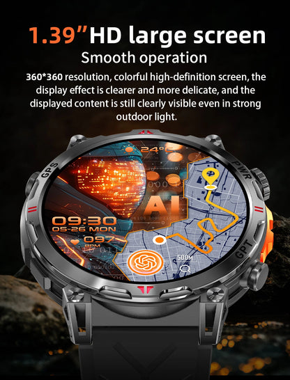 Reloj inteligente con GPS para hombre, pulsera deportiva con control del ritmo cardíaco, Bluetooth, llamadas, 530 mAh, resistente al agua hasta 3 ATM, 2025