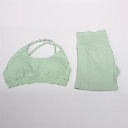 Women's Electric Blue Blossom High Stretch Top Sports Bra Shorts Set Comfortable Gym Workout Yoga Active Wear Impact Outfit