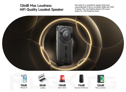 【Estreno mundial】Ulefone RugKing 4G Teléfono resistente Android 15 Hasta 16GB+256GB Smartphone resistente al agua 9600mAh NFC Versión global