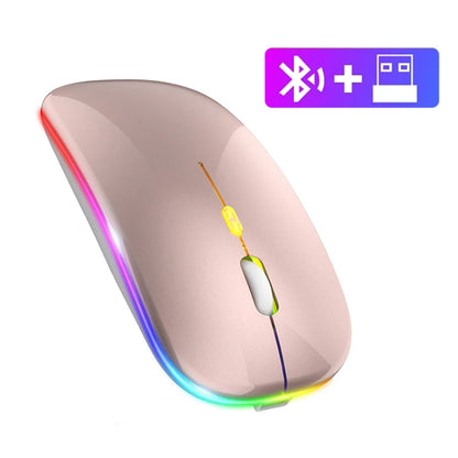 Ratón inalámbrico Bluetooth para tableta, recargable, con retroiluminación RGB de 1600 DPI, para PC, portátil, 2,4 GHz, USB