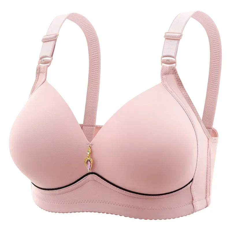 Sujetador sin aros de acero para mamá, transpirable, fruncido, para mujer, no magnético, copa fina, brillante, para mujeres obesas.