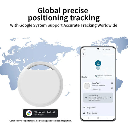 Rastreador GPS Bluetooth original de la marca RSH para teléfonos Android. Funciona con la aplicación Google Find My. Buscador de llaves para mascotas para Xiaomi y Samsung Pixel.