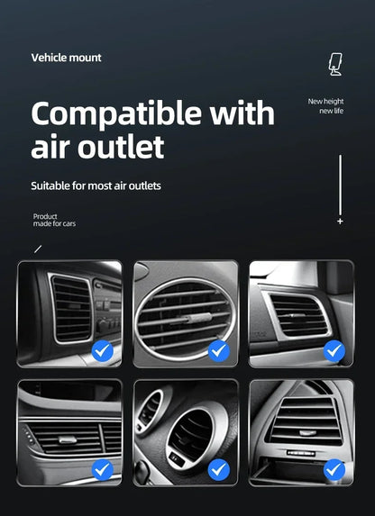 Soporte de carga inalámbrica para coche con inducción infrarroja y abrazadera para rejilla de ventilación, compatible con iPhone 16~12 Pro Max y Samsung Galaxy S25/S24. Carga rápida.
