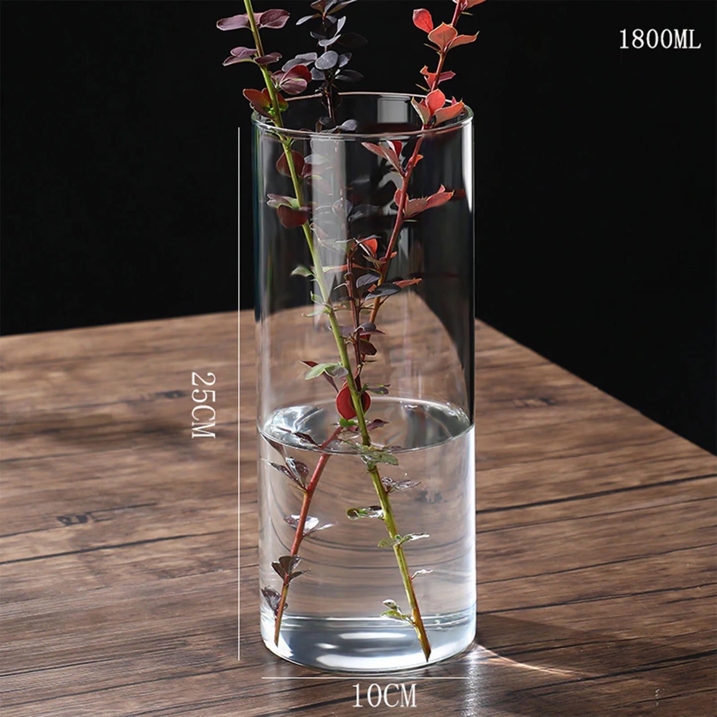 Maceta de vidrio para escritorio con plantas hidropónicas, florero de vidrio transparente, florero cilíndrico para dormitorio, decoración del hogar