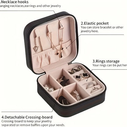Un organizador portátil para cajas de viaje para joyas, bolsas de almacenamiento, anillos, aretes, collares y pulseras: el regalo perfecto para mujeres.