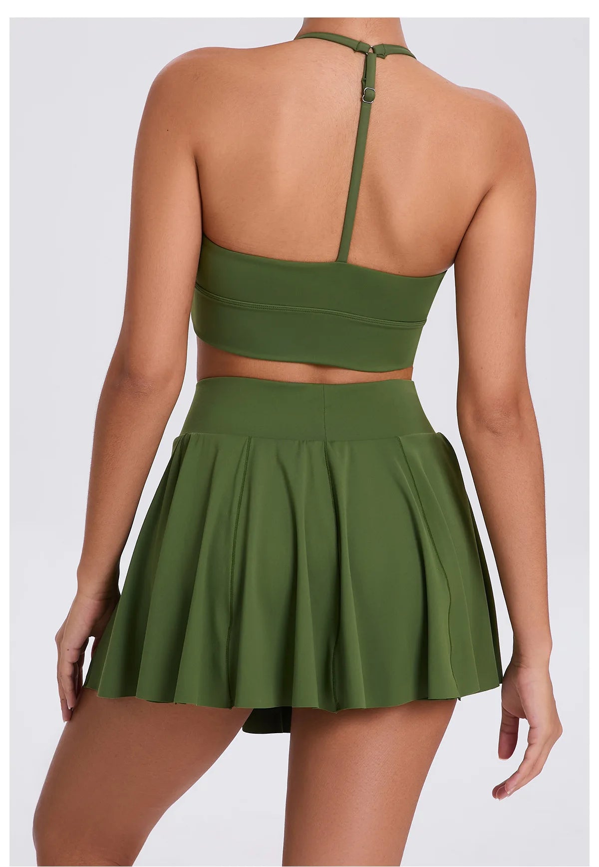 Conjunto de yoga para mujer, sujetador deportivo para exteriores, falda de tenis antiexposición, camiseta sin mangas de yoga transpirable de secado rápido, novedad de 2025
