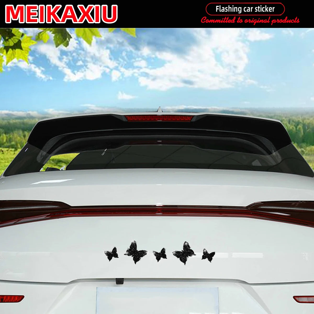 Nueva pegatina brillante con forma de mariposa para decoración de coche, pegatina para la puerta del coche.