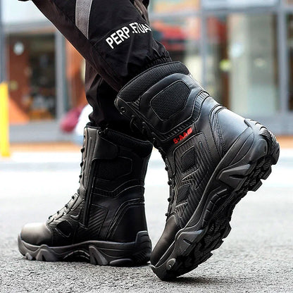 Botas tácticas para hombre, nuevas, de invierno, para combate, hasta el tobillo, antideslizantes, para trabajo, seguridad, botas militares, impermeables, para motocicleta.