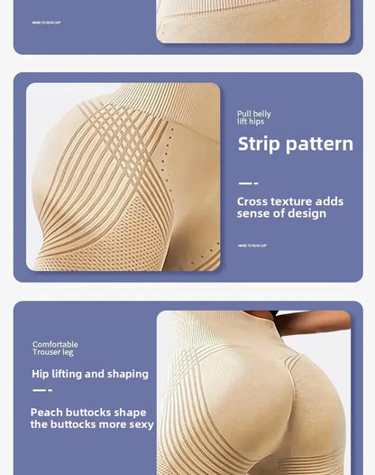 Pantalones de yoga de punto sin costuras de cintura alta para mujer, pantalones ajustados de fitness, pantalones deportivos de nueve puntos para correr, pantalones de gimnasio, realce de glúteos.