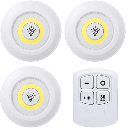 Luz LED regulable para debajo del gabinete con control remoto, funciona con pilas, luces LED para armarios, iluminación de baño, luz nocturna